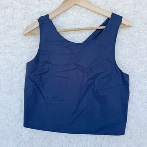 Kourt Navy‎ Blue Sleeveless Crop Top Cotton Blend Casual Tank Top Size M NEW NWT